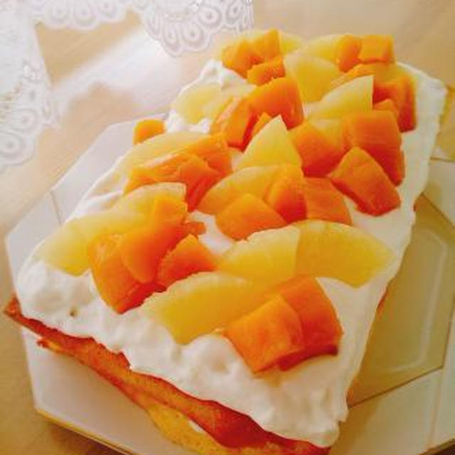 マンゴーとパインのショートケーキ♪イングリッシュマフィン、ハンバーグサンド♪