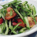 きゅうりと焼き海苔がポイント♪　きゅうりとトマトの中華サラダ by 花ぴーさん