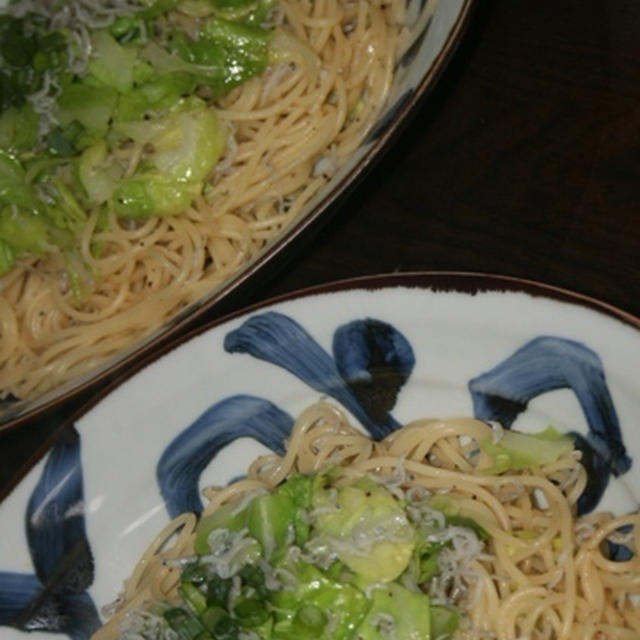 4月10日　　春キャベツと ちりめんじゃこの パスタ