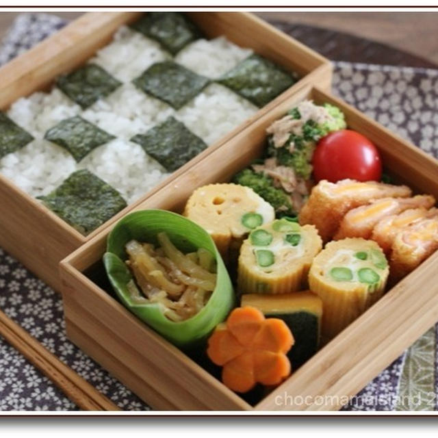 今日のお弁当（ハムチーズカツの海苔弁当）