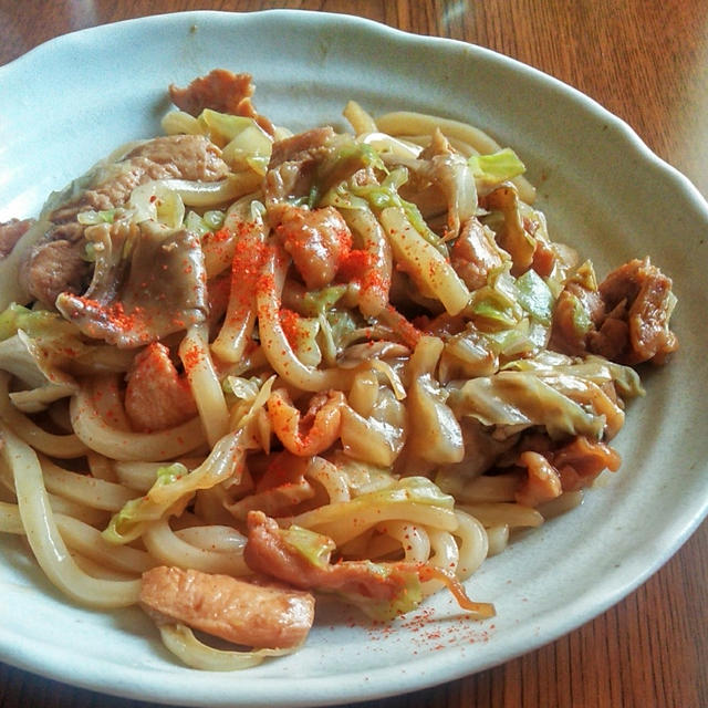 鶏ちゃん焼うどん♡やっと出会えた渦まく子☆