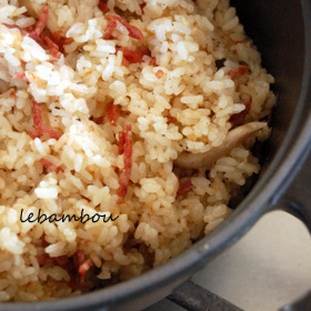 サラミの中華風炊き込みご飯