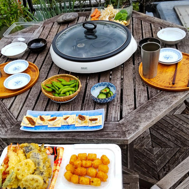 バルコニーBBQ チーズや枝豆やもつつきながらゆるゆると