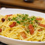 チャーシューのバター醤油パスタ