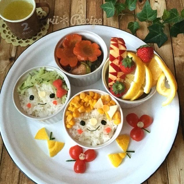 コーンライスちゃんandきゅうりライスちゃん デコごはん