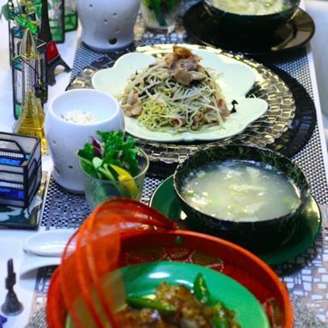 i-kitchen 鱈の甘酢あんかけ、塩やきそば、野菜の豆腐ディップ