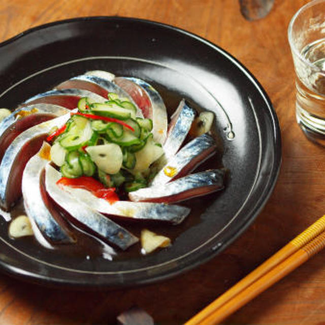 鯖刺身のポン酢サラダ
