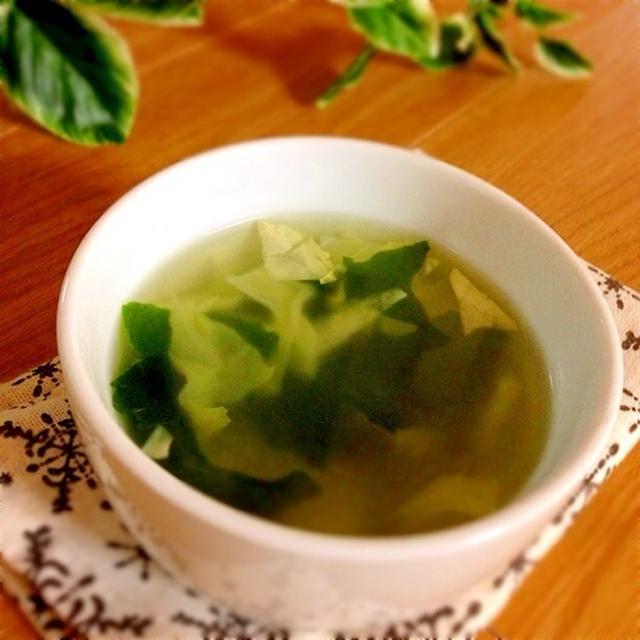 キャベツとワカメの中華春雨スープ♡