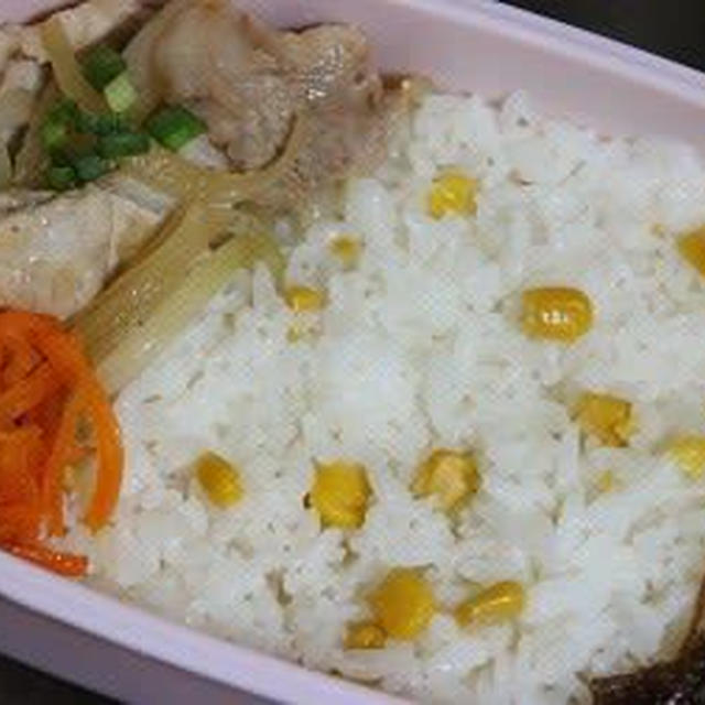 1月16日　　コーンごはんと豚肉の炒め物弁当