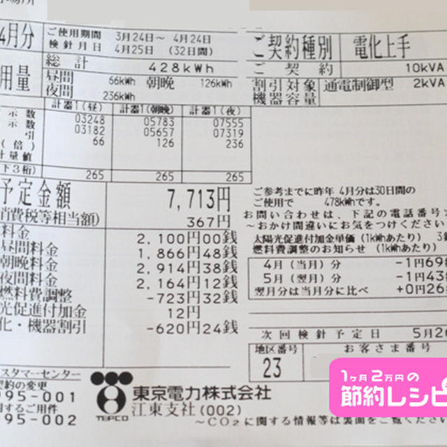 ４月の電気代