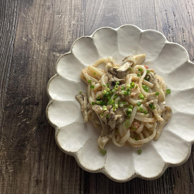 明太子と舞茸の焼きうどん