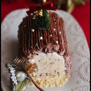 クリスマスに♪すぐに出来る！ブッシュドノエル風アイスケーキ