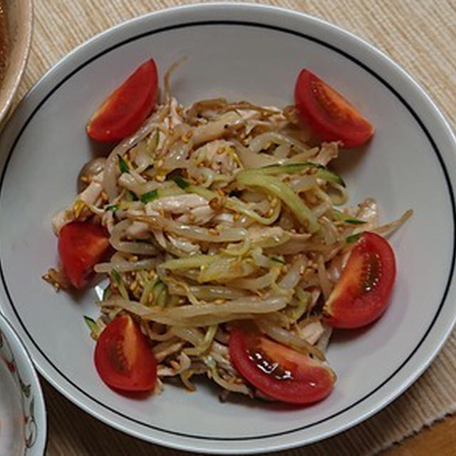 鶏むね肉ともやし他の中華和え