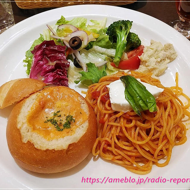 今だけお得「パンシチューとパスタ盛り合わせプレート」新宿中村屋オリーブハウス浦和パルコ店