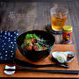 「鶏つくね*ニンニク醤油丼」