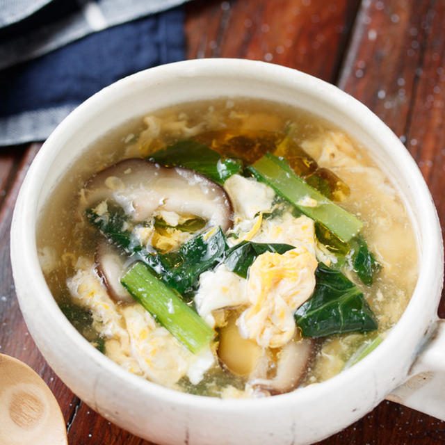 ふんわり卵と小松菜のとろみ中華スープ【#簡単 #節約 #時短 #スープ】