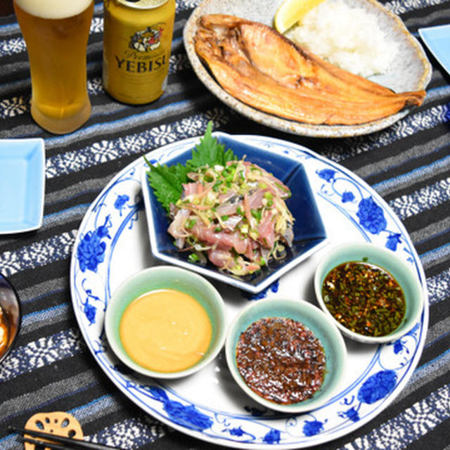 色々な味つけで楽しめるアジのたたき と魚介のおつまみ晩酌 By Akkeyさん レシピブログ 料理ブログのレシピ満載
