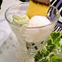 自家製アイスとカステラで抹茶パフェ