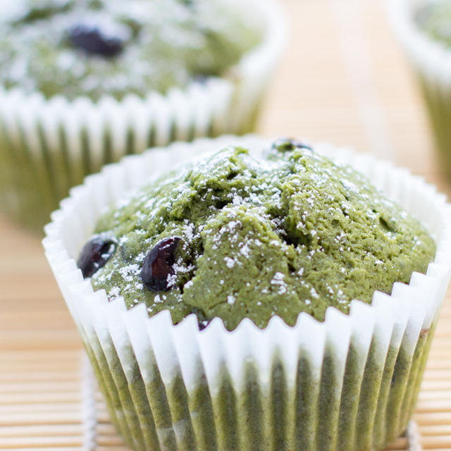 Matcha Green Tea Muffins with Kuromame