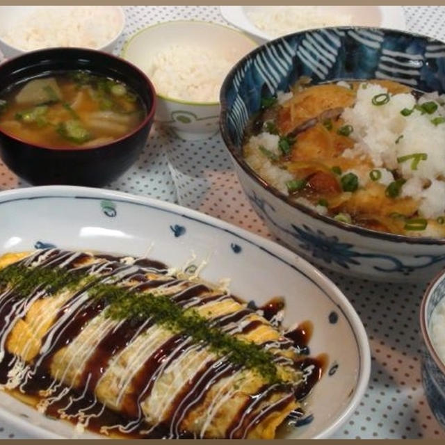 チキンかあさん煮を再現〜〜。と、キャベツのとん平焼き風