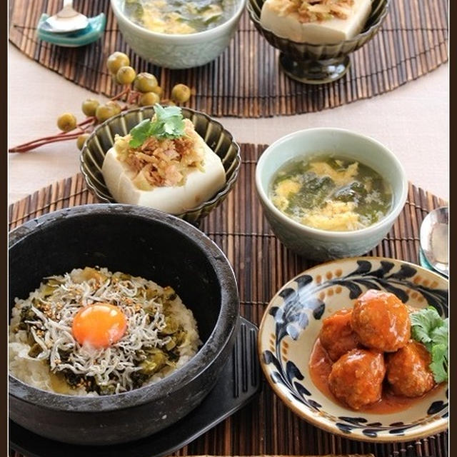 「だし炊きごはん」で高菜としらすの石焼き炒飯♪