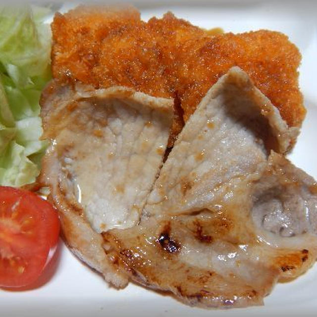豚生姜焼きと海老寄せフライ