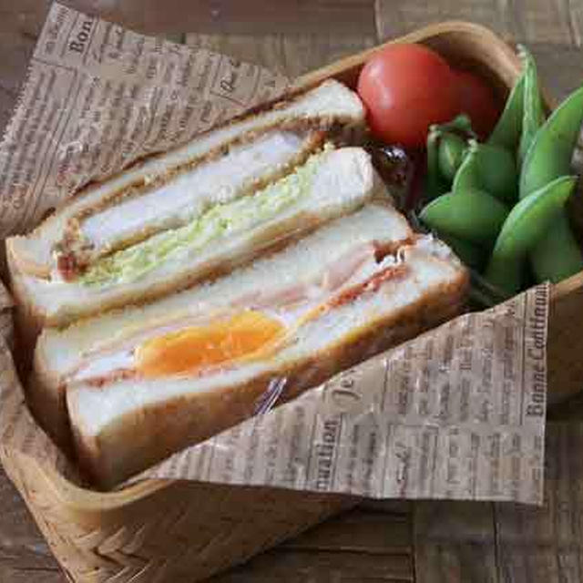 簡単でこれは男子が喜ぶ！チーズベーコンエッグ&カツカレーのホットサンド弁当