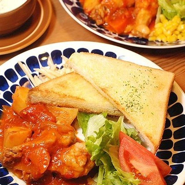 安い！簡単！高見え！◆604円＊チキンのトマト煮ワンプレート定食