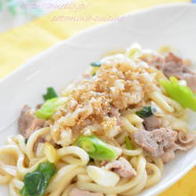 豚ネギの焼きうどん♪さっぱりおろし仕立て✿