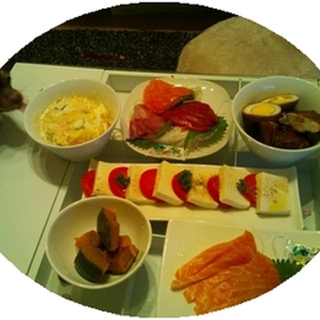 娘宅での食事風景