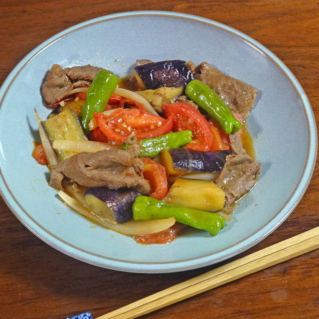 とろとろジューシー！トマトと茄子の牛肉オイスター炒め