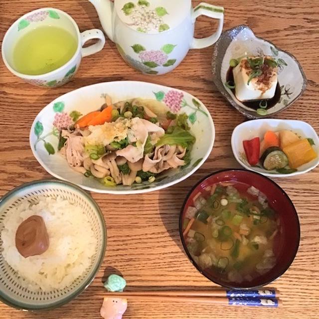 薬味たっぷりと！豚しゃぶ温野菜おろしポン酢がけ