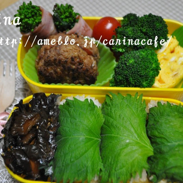 普通弁★【つくれぽ】ほんだし＆ごまの大葉おにぎり弁