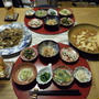 4/5の晩ごはん　麻婆豆腐と焼きそばと小鉢7品で