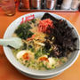 プレミアム塩とんこつラーメン中盛を啜る 〜白髪ネギ・黒ばら海苔・紅生姜・ほうれん草・山岡家〜