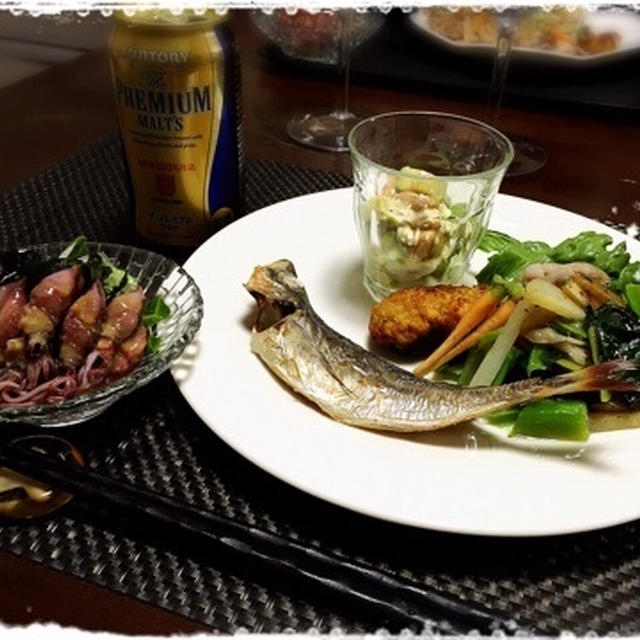 ホタルイカ、アジ、牡蠣・・・魚介3種のおうちご飯。