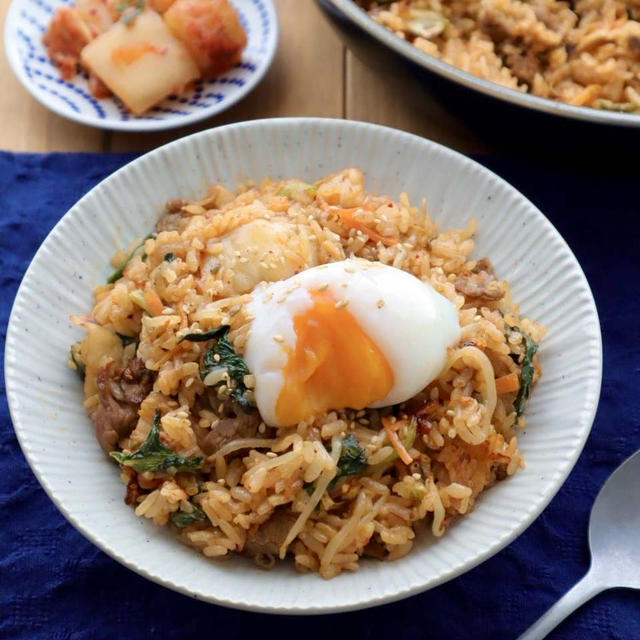 ワンパン！ビビンバ風キムチ炒飯#簡単#時短