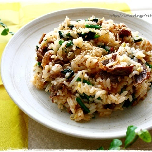 節約レシピ！ビビンバ風混ぜご飯と美味しくできたので。