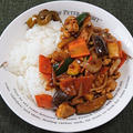 鶏肉とナス、ズッキーニなどの炒めカレー