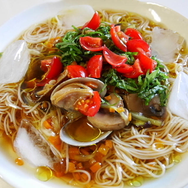 あさりのおだしで食べる、ぶっかけ素麺