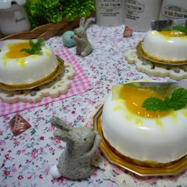 オレンジジュレ入りヨーグルトケーキ作りました！