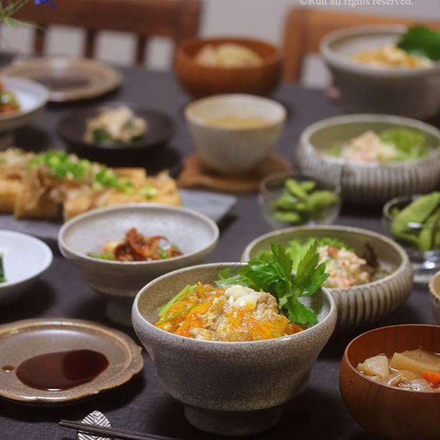【献立】親子丼と、あおりいかゲソのキムチ炒めと、栃尾の油揚げなど。～もしも願いが叶うなら～