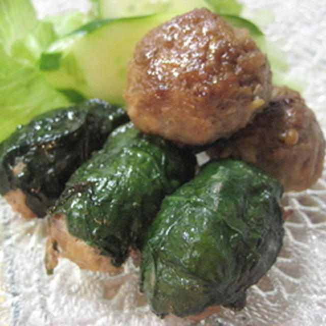 ほうれん草包み！えのき味噌つくね焼き