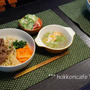 （夕飯）　焼き肉ビビンバとえびと春雨のスープ