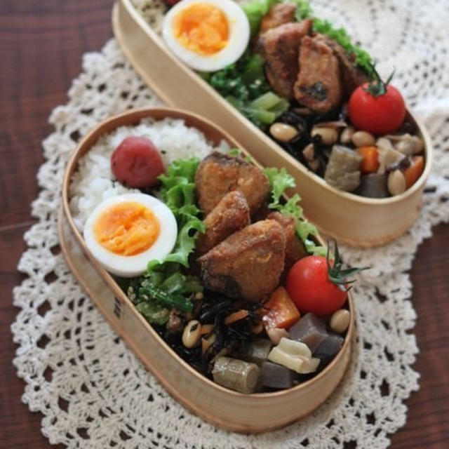 鰹のから揚げ弁 ✿ 焼き餃子♪