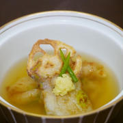 蓮根餅の葛粉餡かけ