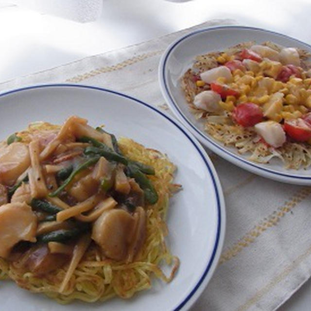 チンジャオロースのあんかけ焼きそば