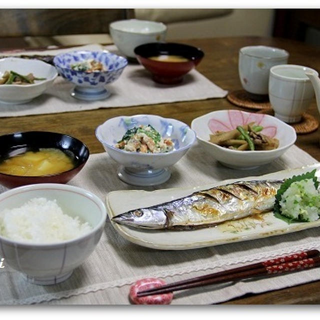 さんまの塩焼き＆おかず２種の和食＾＾　