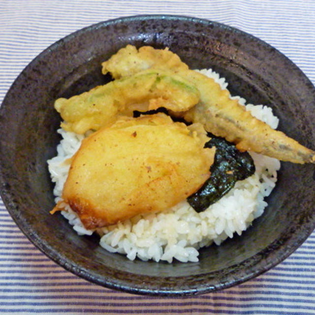 変わり天丼と、梅干しお披露目
