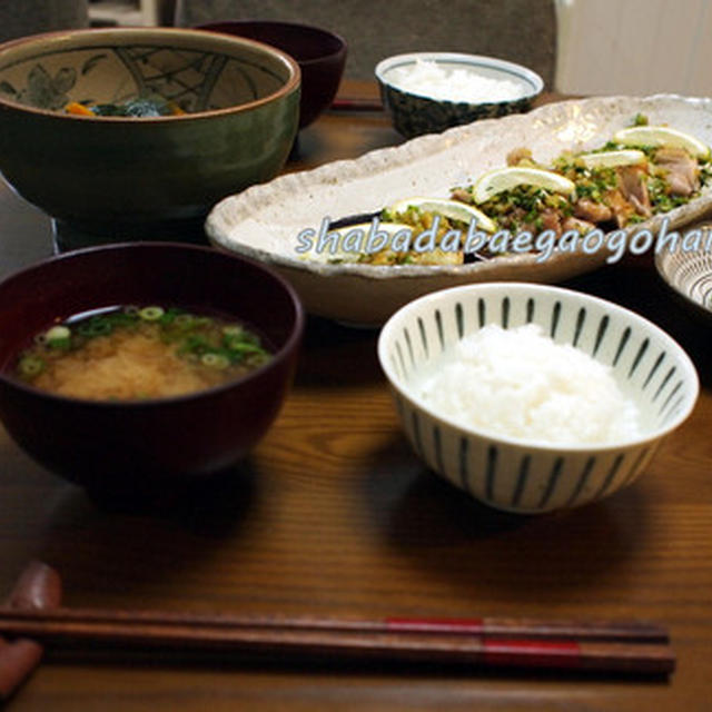 鶏もも肉のシャキシャキ香味ダレとかぼちゃの白煮